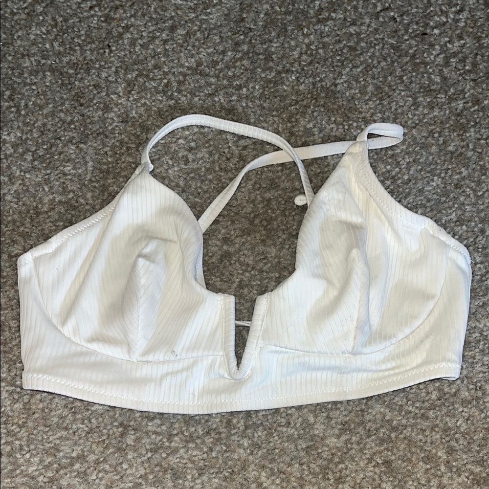 White tie back bikini top